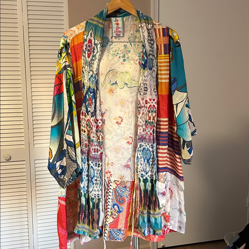 JOHNNY WAS Lolita Mix-Print Silk Kimono Jacket size XXL - Picture 15 of 16